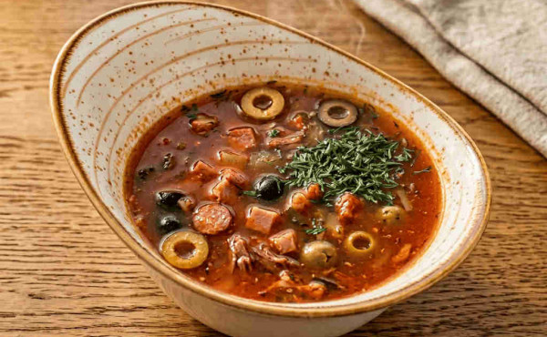 Фирменная солянка с копченым мясом