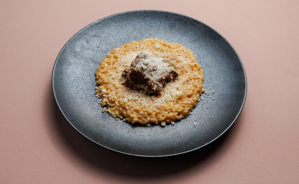 Паста орзо с телячьей щекой